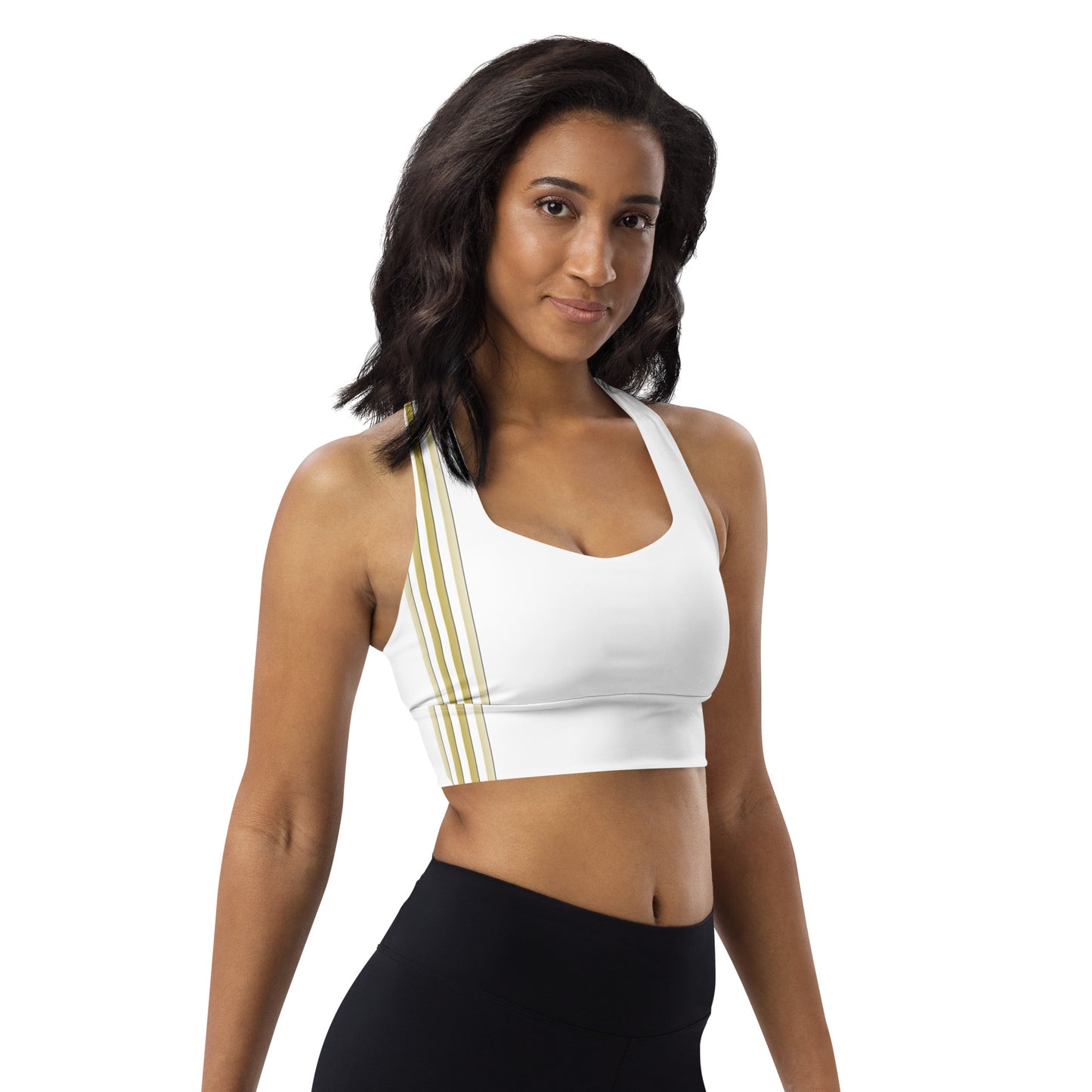 Snooty Fox Art Longline Sports Bra - Gold Stripes