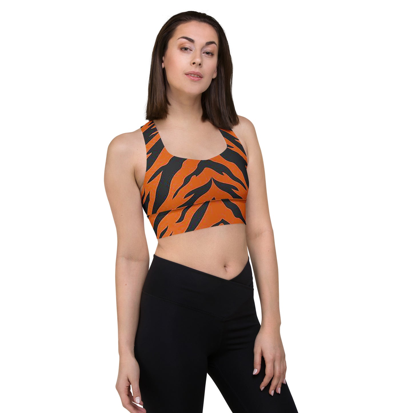 Snooty Fox Art Longline Sports Bra - Tiger Print