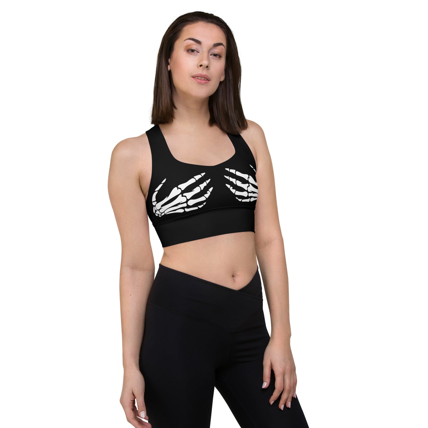 Snooty Fox Art Longline Sports Bra - Skeleton Hands