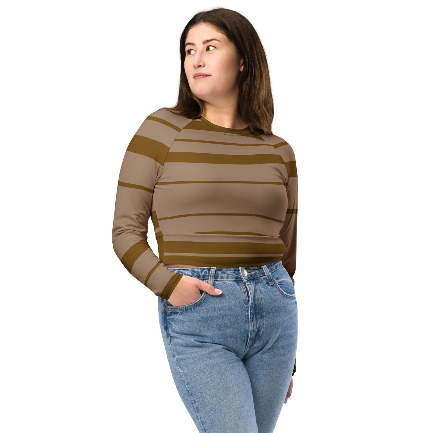 Snooty Fox Art Long-Sleeve Crop Top - Impala Brown