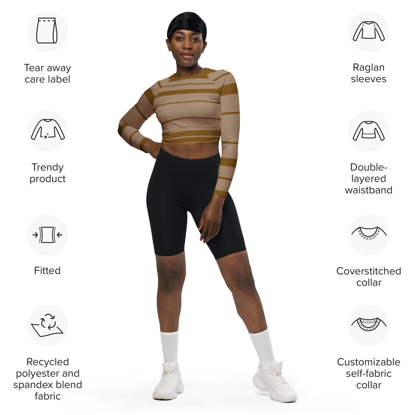 Snooty Fox Art Long-Sleeve Crop Top - Impala Brown