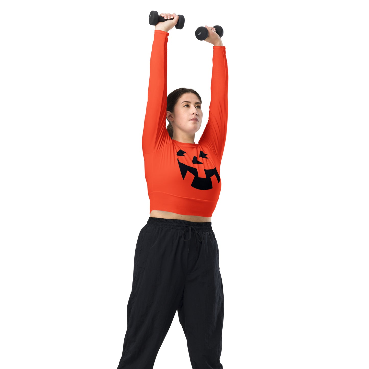 Snooty Fox Art Long-Sleeve Crop Top - Pumpkin