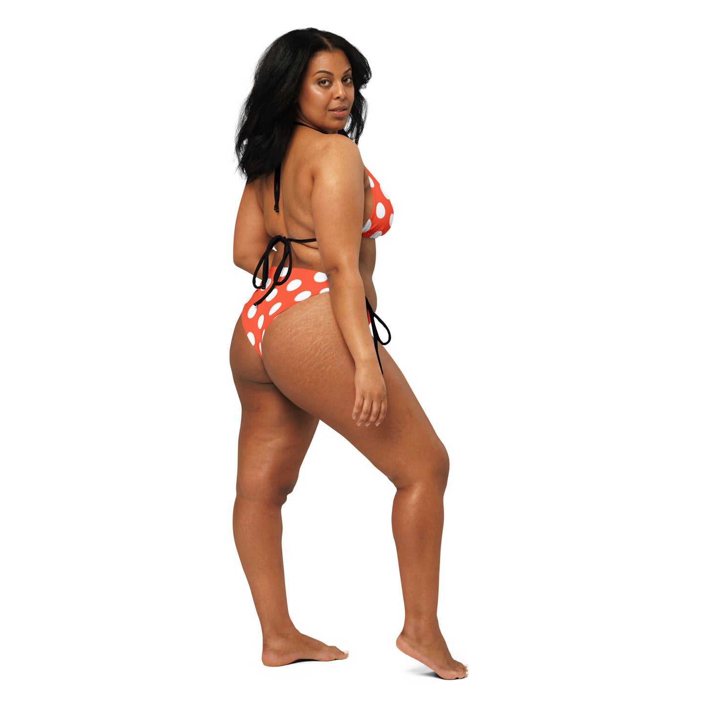 Snooty Fox Art String Bikini - White Dots on Sunset Orange