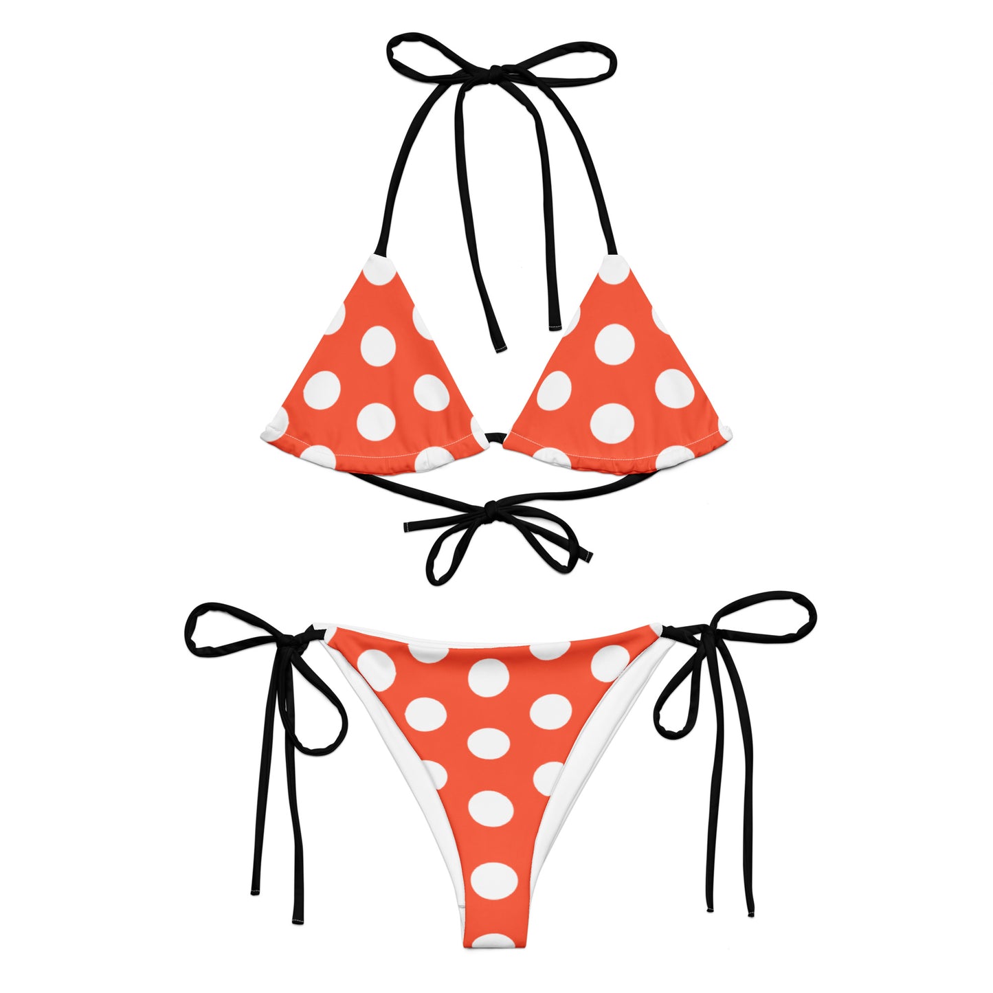 Snooty Fox Art String Bikini - White Dots on Sunset Orange