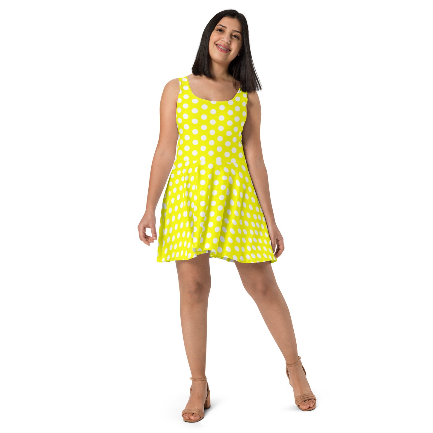Snooty Fox Art Skater Dress - Neon Yellow