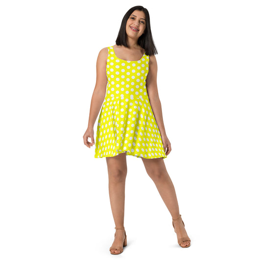 Snooty Fox Art Skater Dress - Neon Yellow