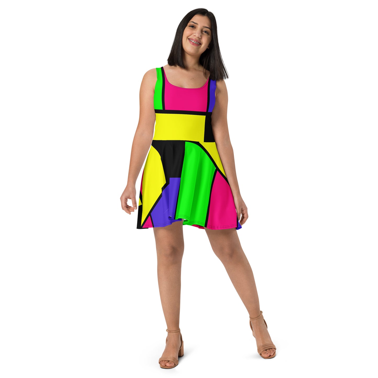 Snooty Fox Art Skater Dress - Mondrain Style