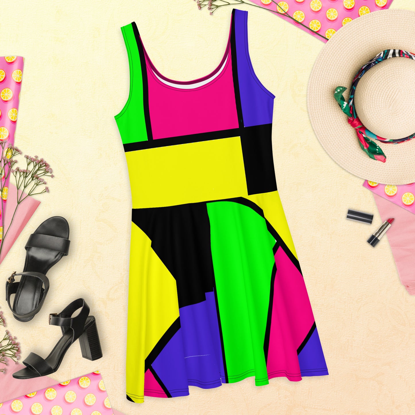 Snooty Fox Art Skater Dress - Mondrain Style
