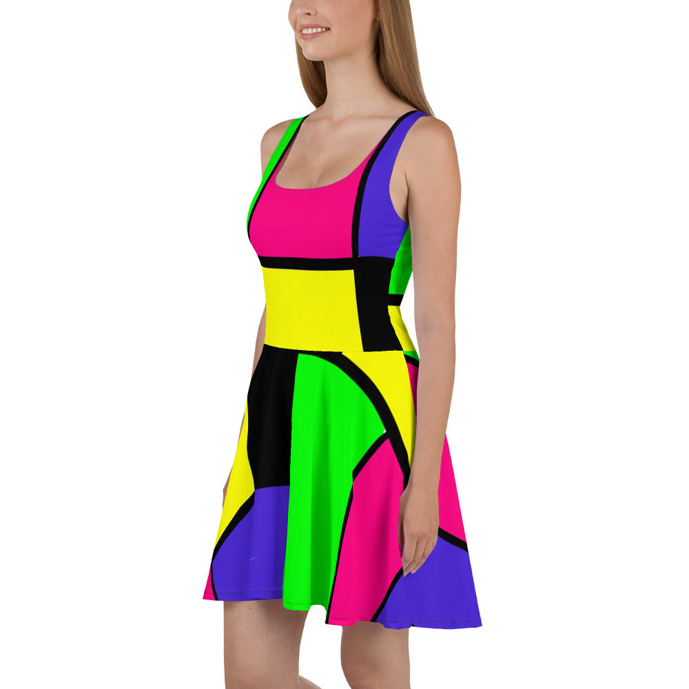 Snooty Fox Art Skater Dress - Mondrain Style