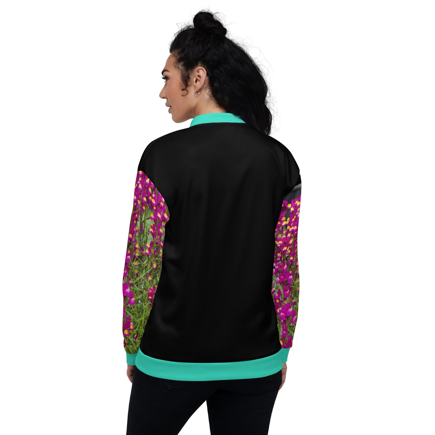 Snooty Fox Art Unisex Bomber Jacket - Floral Sleeves
