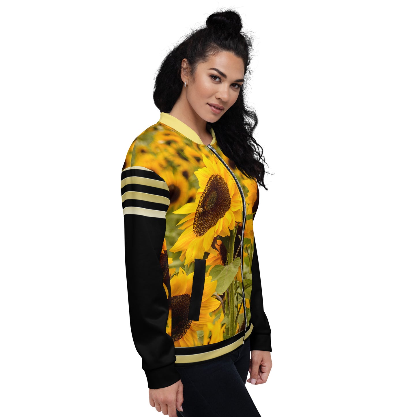 Snooty Fox Art Unisex Bomber Jacket - Sunflowers