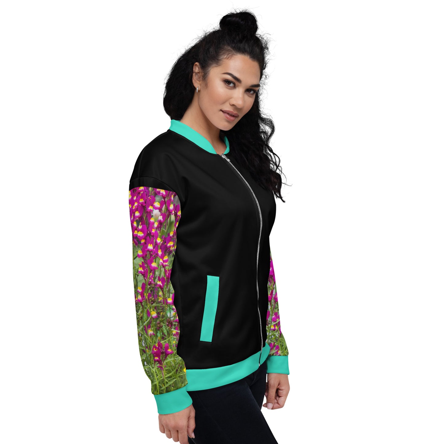 Snooty Fox Art Unisex Bomber Jacket - Floral Sleeves