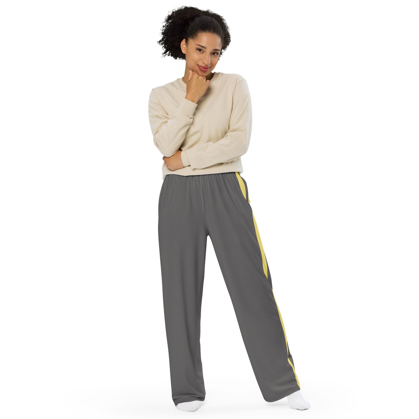 Snooty Fox Art Unisex Wide-Leg Pants - Gold Stripes