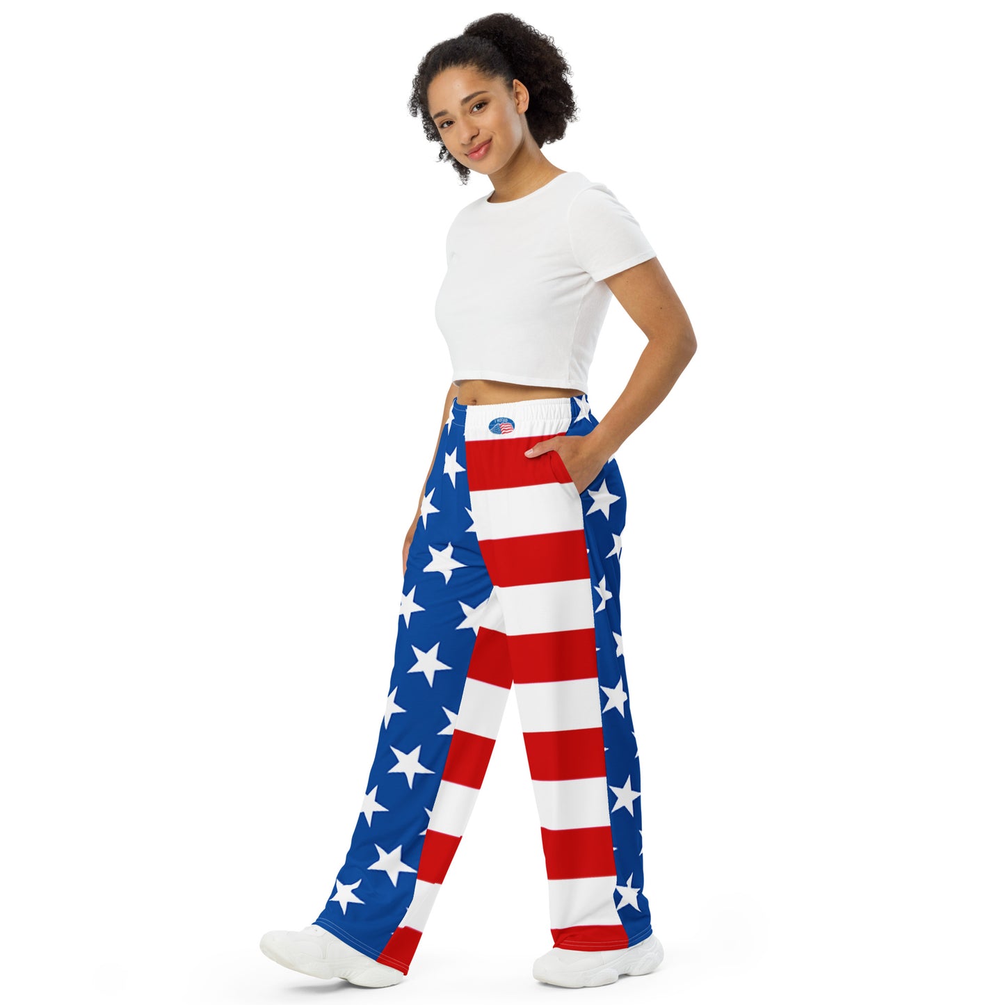 Snooty Fox Art Unisex Wide-Leg Pants - I Voted Red, White & Blue