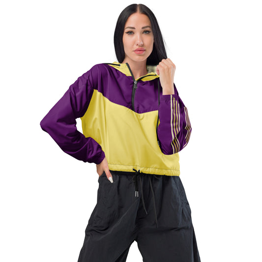 Snooty Fox Art Women’s Cropped Windbreaker - Gold and Purple