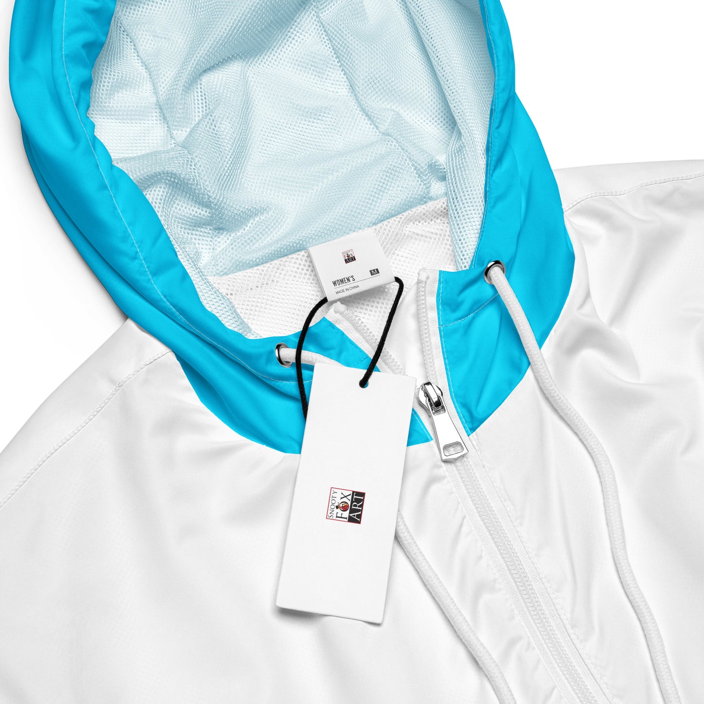 Snooty Fox Art Women’s Cropped Windbreaker - Teal and White