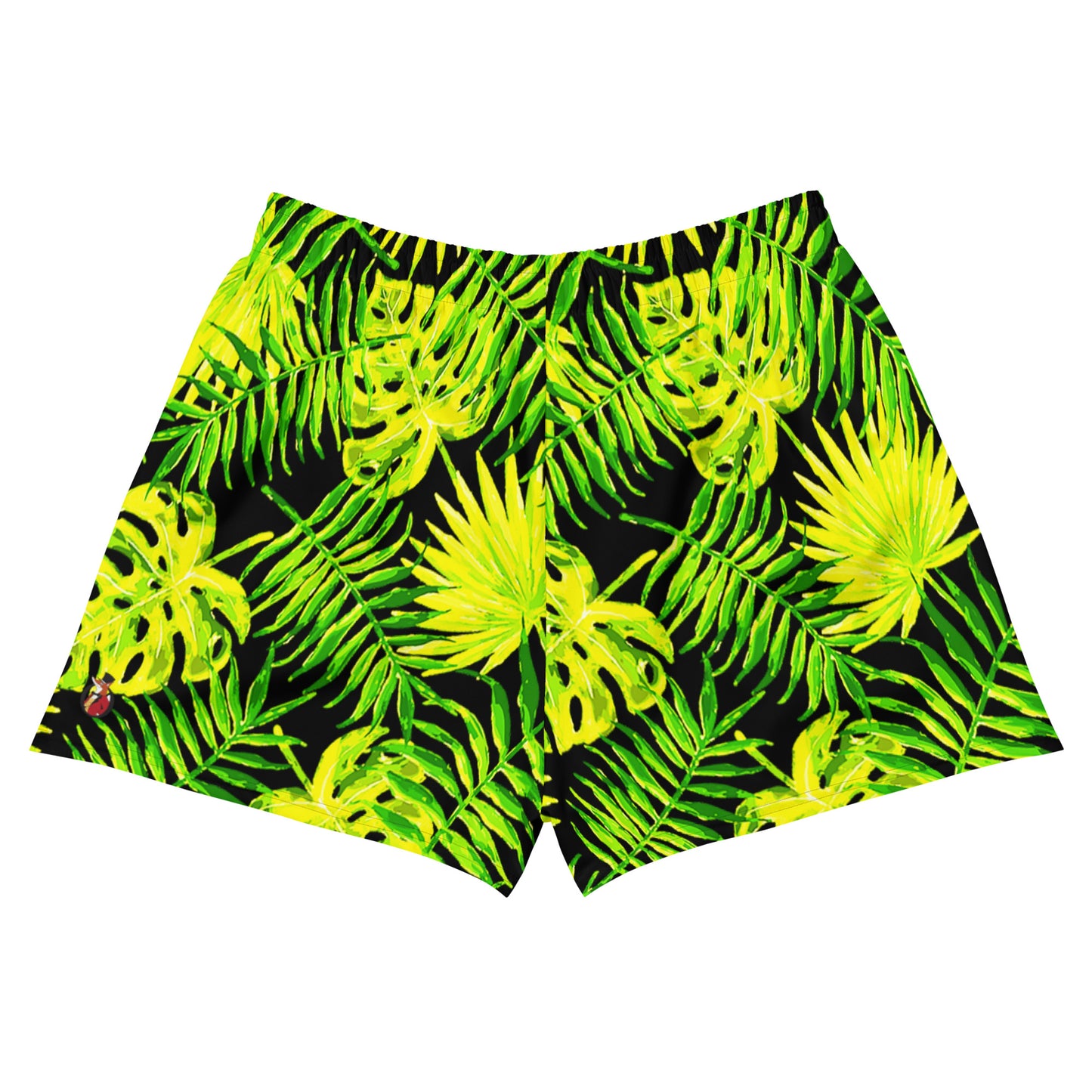 Snooty Fox Art Women’s Athletic Shorts - Lemon Yellow Palm Pattern