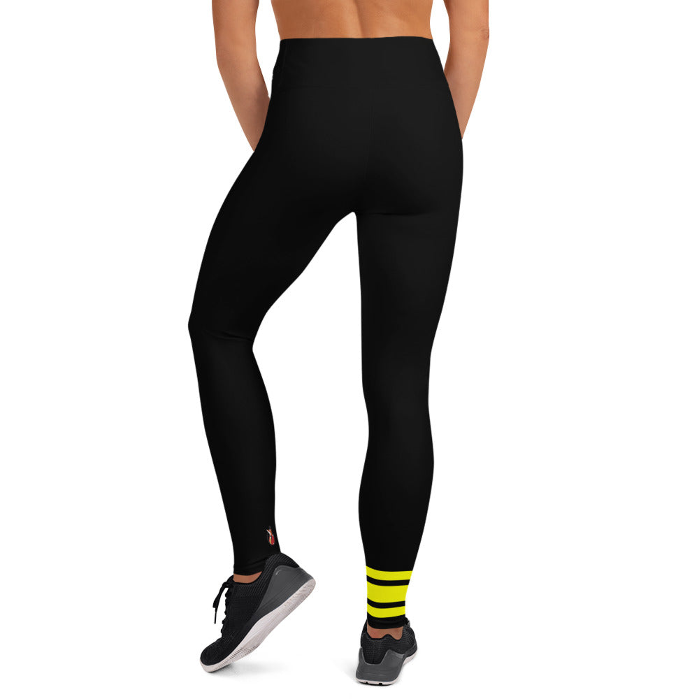 Snooty Fox Art Yoga Leggings - Neon Yellow Stripes