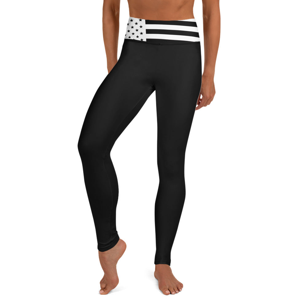 Snooty Fox Art Yoga Leggings - Black and White Stripes