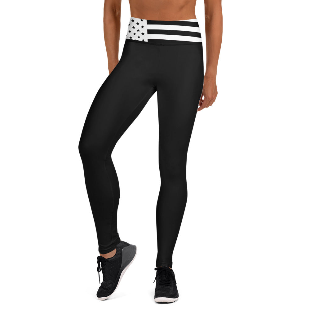 Snooty Fox Art Yoga Leggings - Black and White Stripes