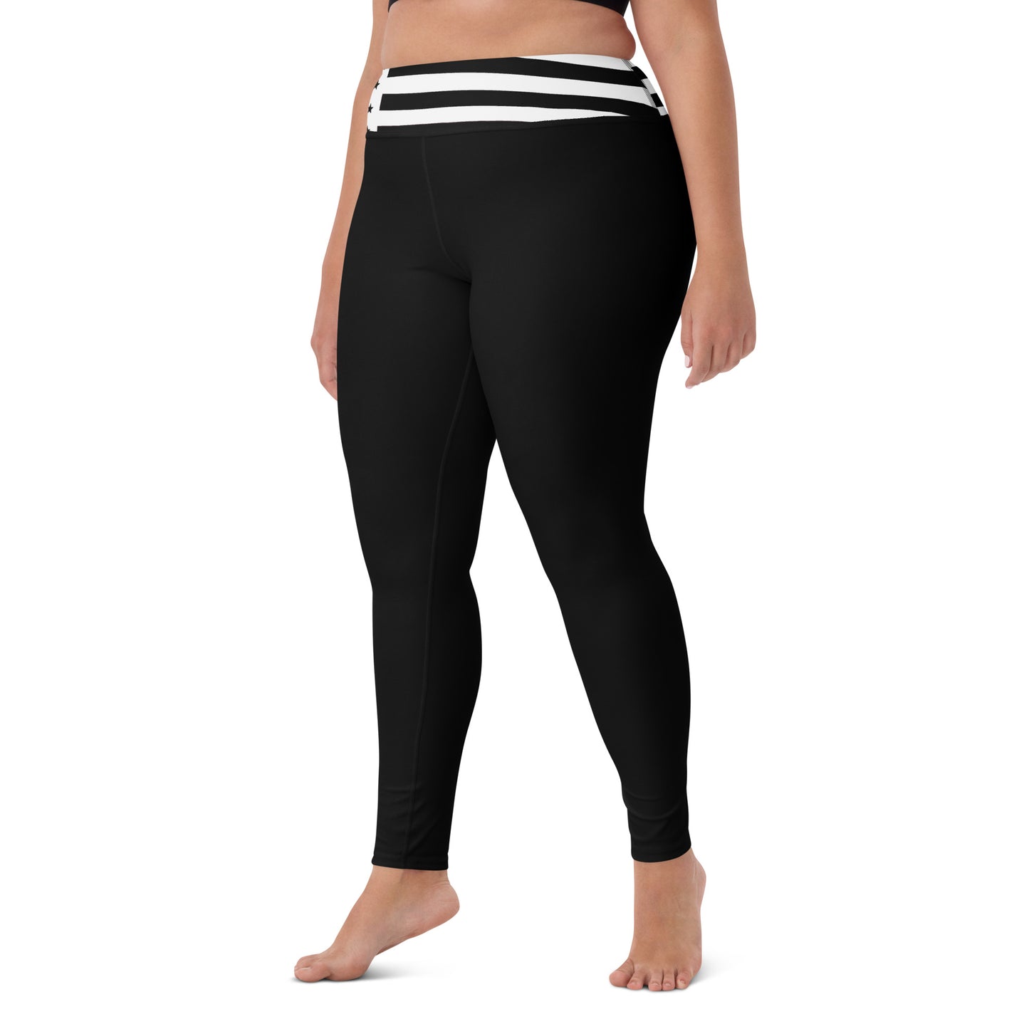 Snooty Fox Art Yoga Leggings - Black and White Stripes