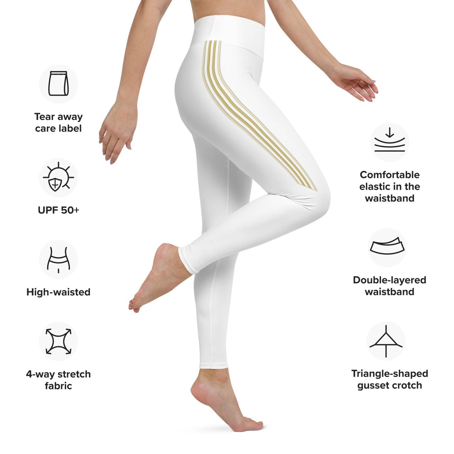 Snooty Fox Art Yoga Leggings - Gold Stripes