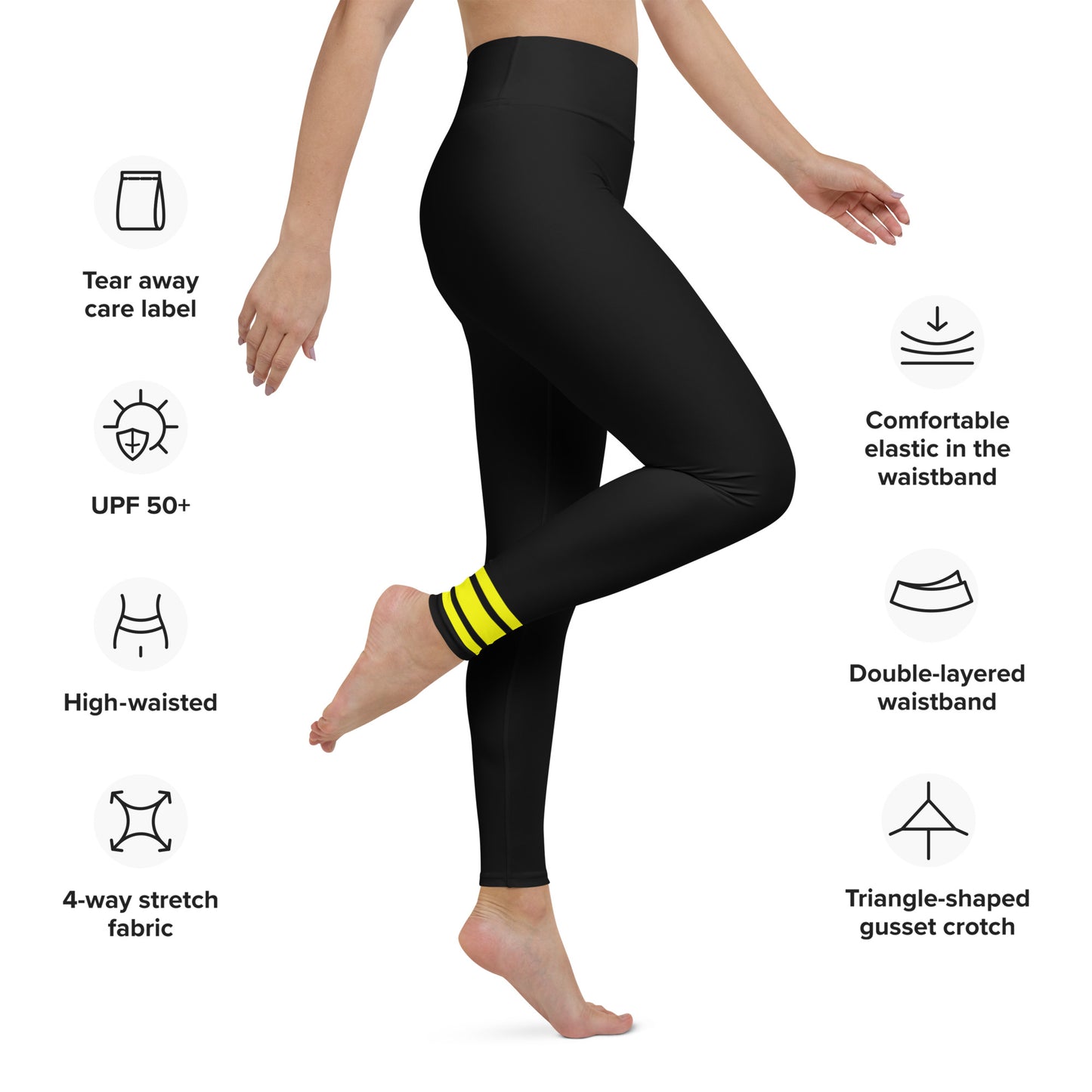 Snooty Fox Art Yoga Leggings - Neon Yellow Stripes