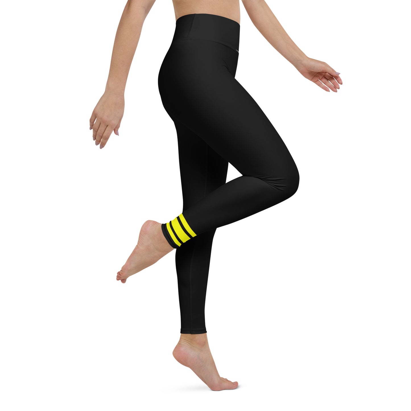Snooty Fox Art Yoga Leggings - Neon Yellow Stripes