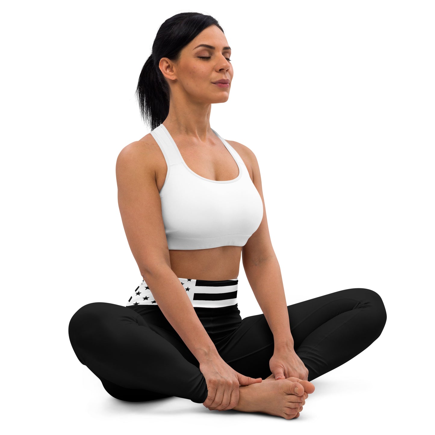 Snooty Fox Art Yoga Leggings - Black and White Stripes