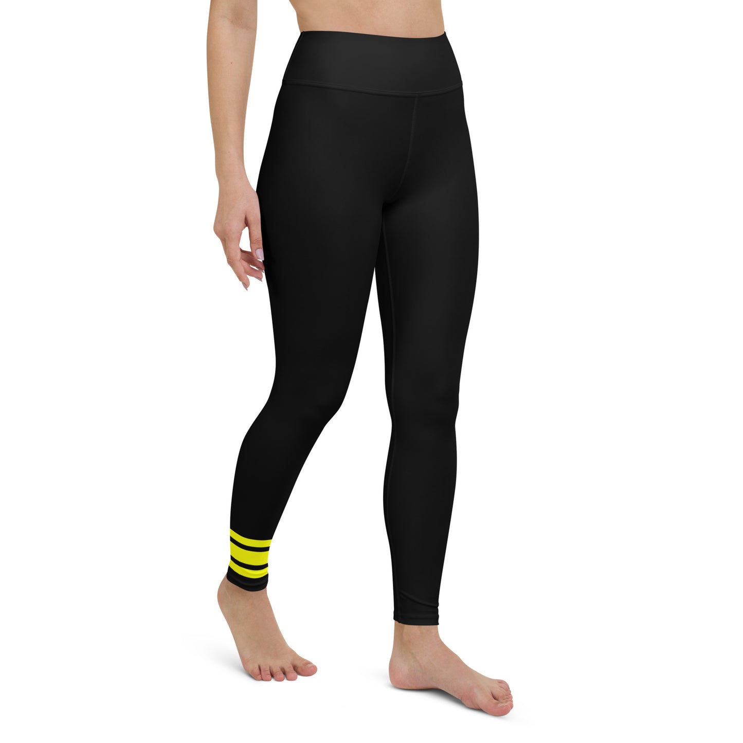 Snooty Fox Art Yoga Leggings - Neon Yellow Stripes