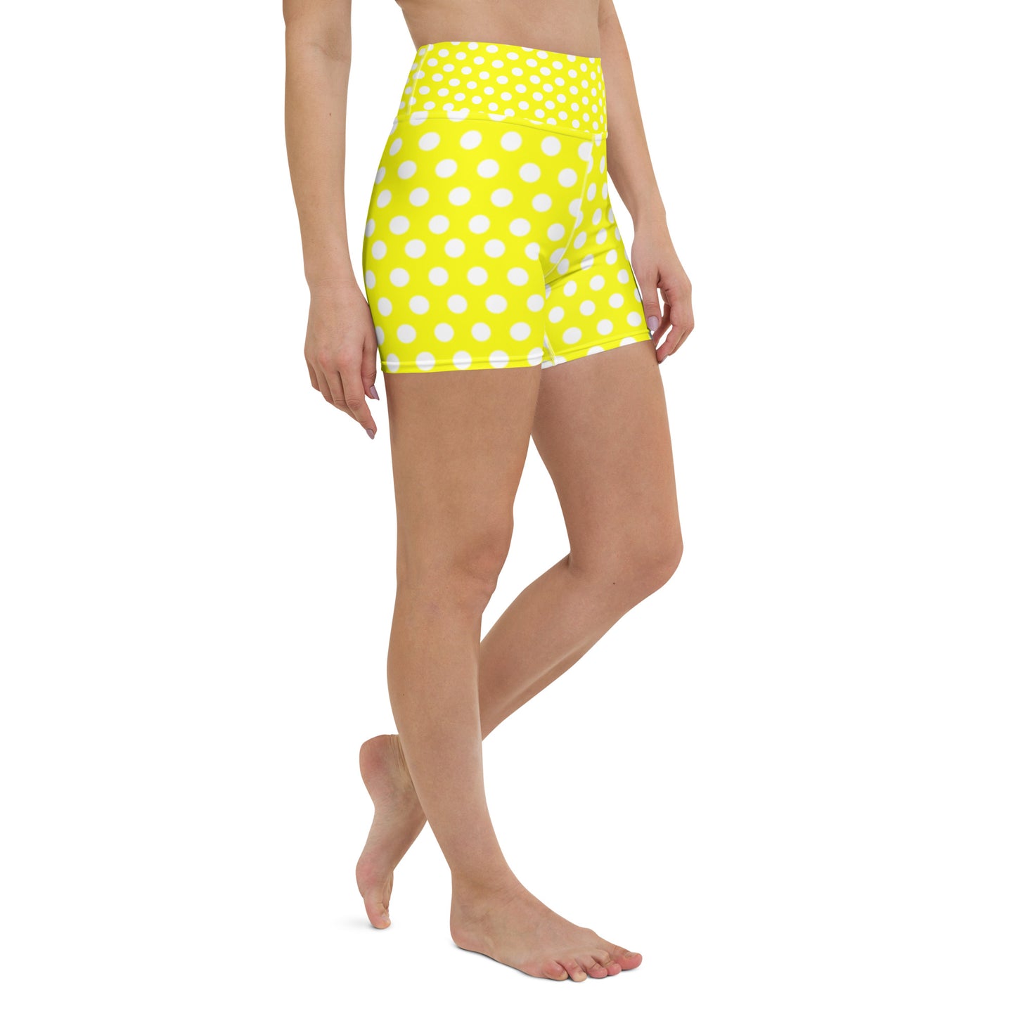 Snooty Fox Art Yoga Shorts - Yellow Polka Dots