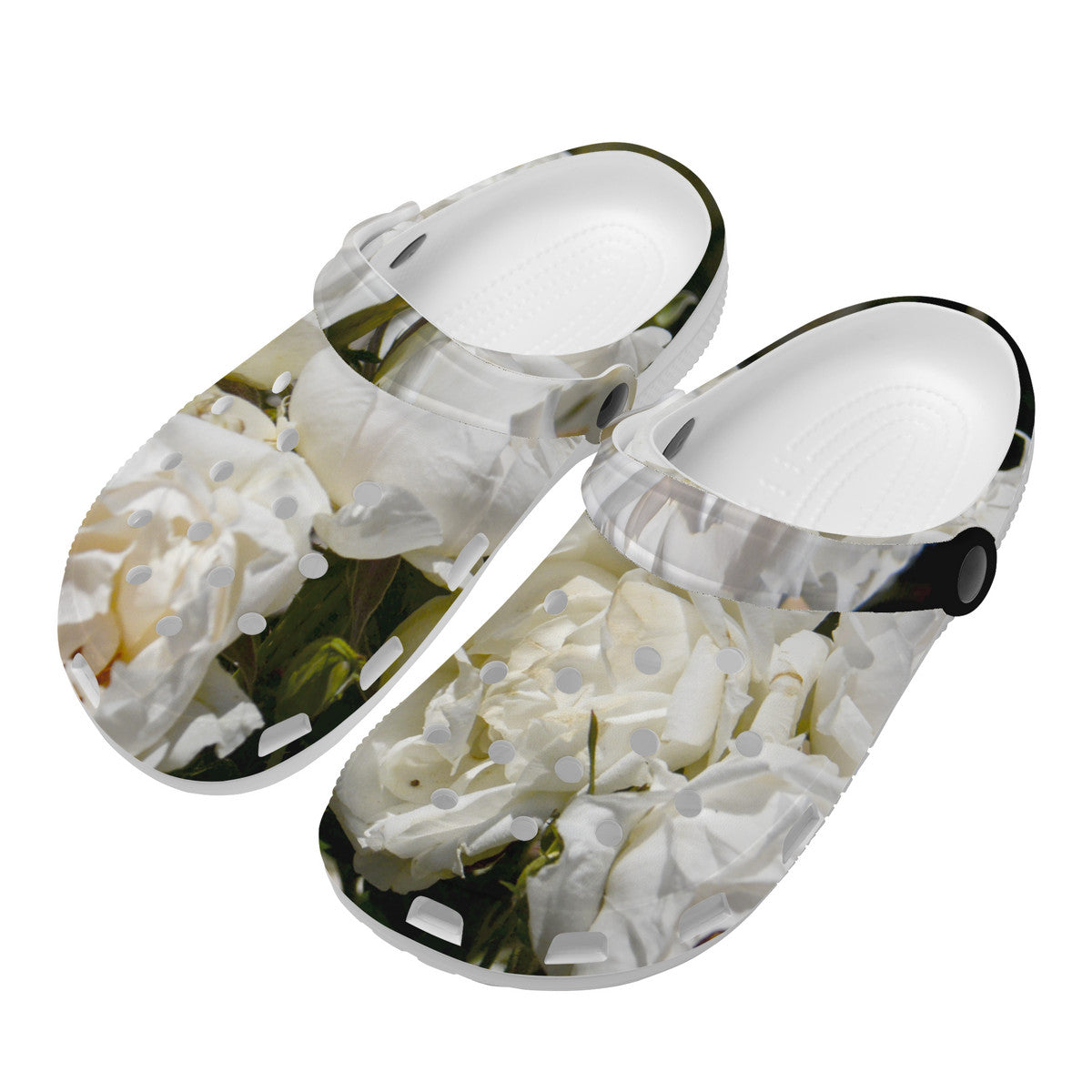 Snooty Fox Art Crocs Clogs - White Roses