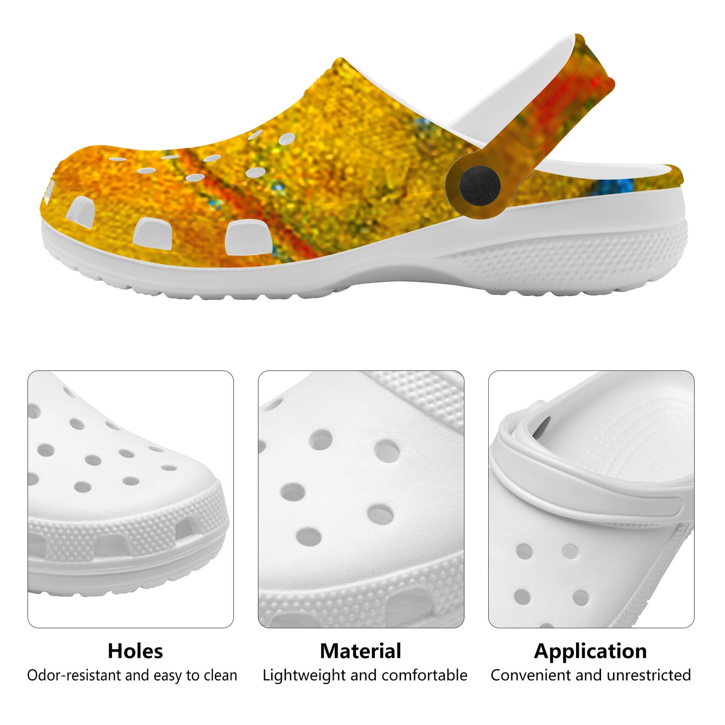 Snooty Fox Art Crocs Clogs - Gold Swirls