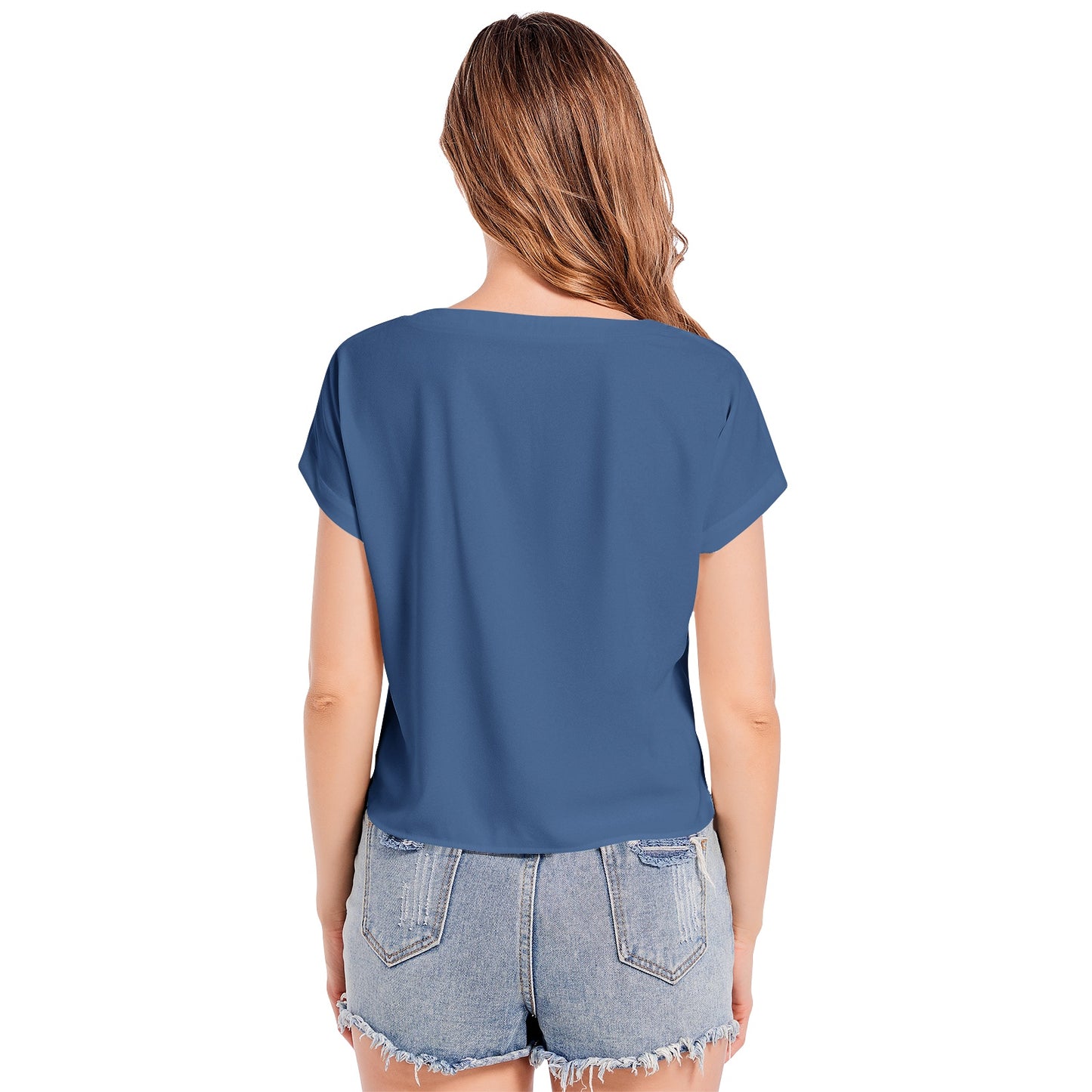 Snooty Fox Art Batwing Sleeve V-Neck Top - Blue Frida
