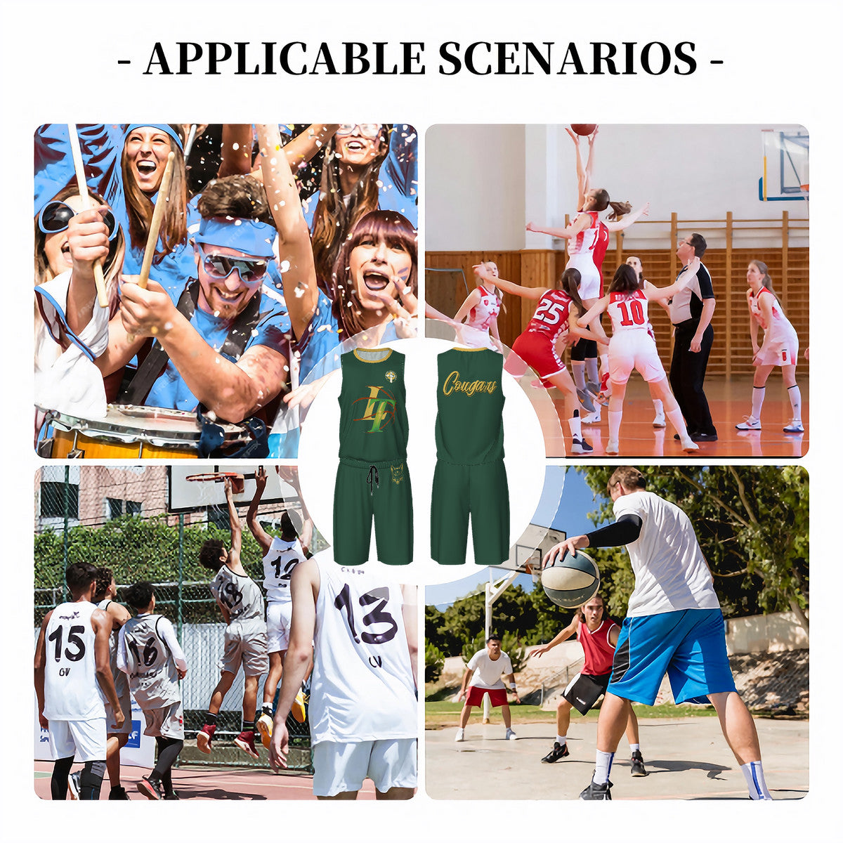 Snooty Fox Art Unisex Basketball Uniform Jersey Set - Cougars