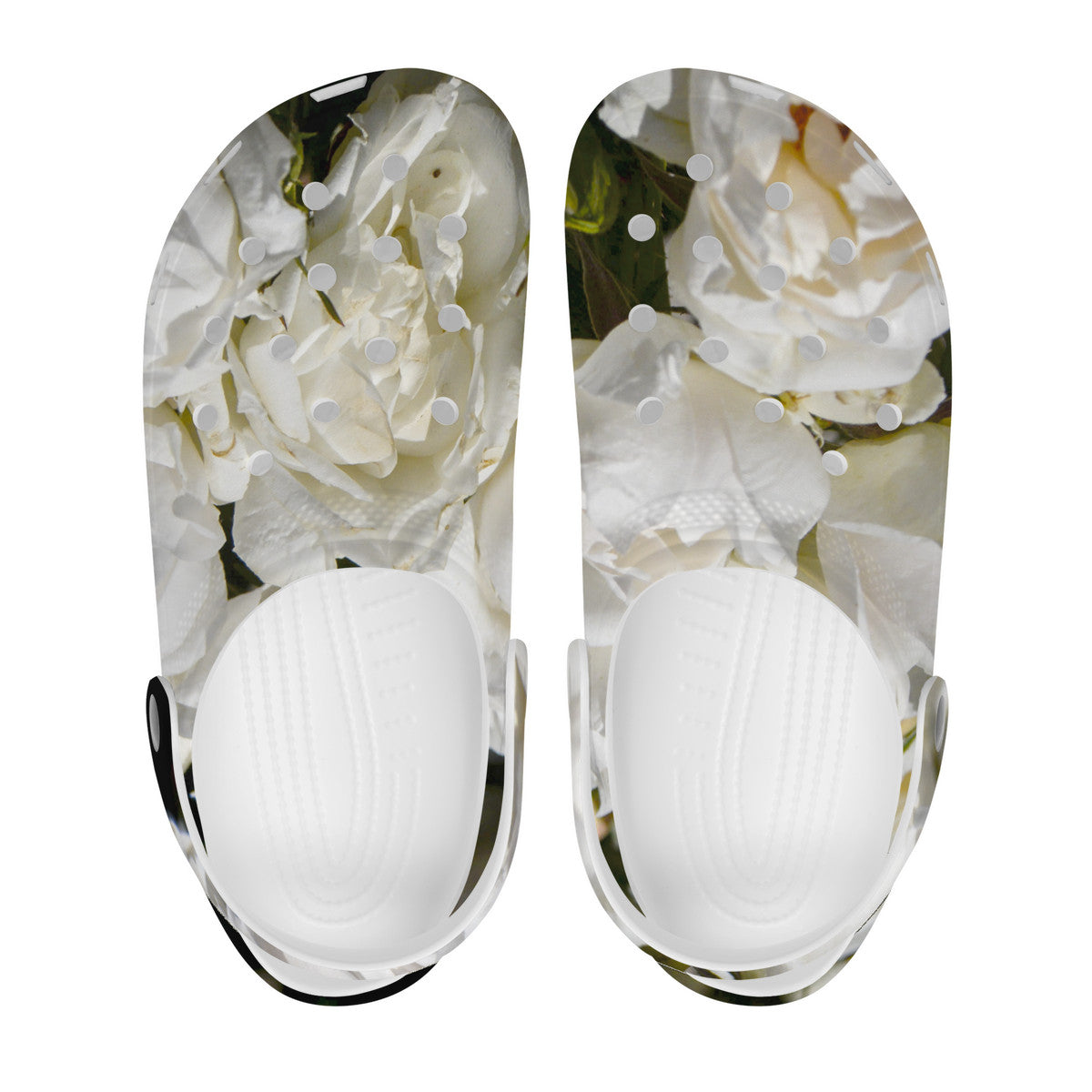 Snooty Fox Art Crocs Clogs - White Roses