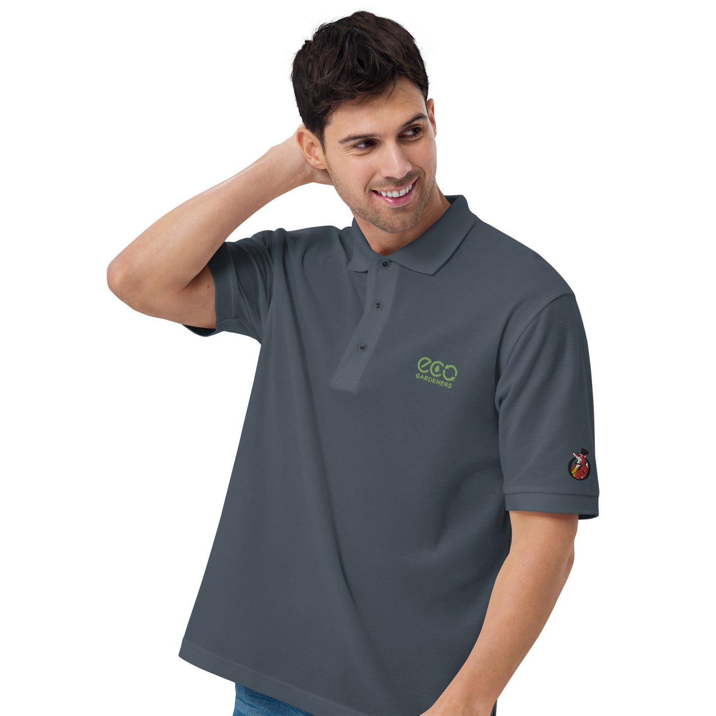 Snooty Fox Art Uisex Premium Polo - Corp Brand Eco Gardeners