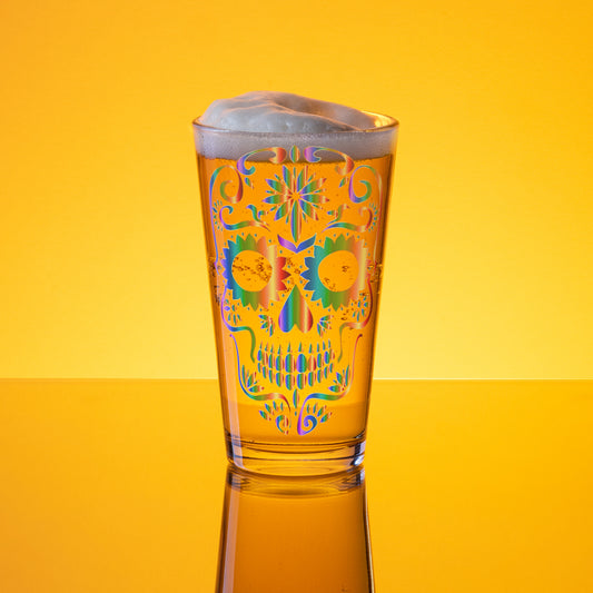 Snooty Fox Art Shaker Pint Glass - Skull Day of the Dead
