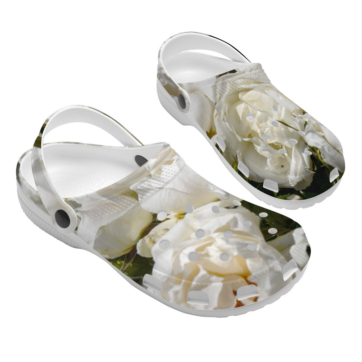 Snooty Fox Art Crocs Clogs - White Roses