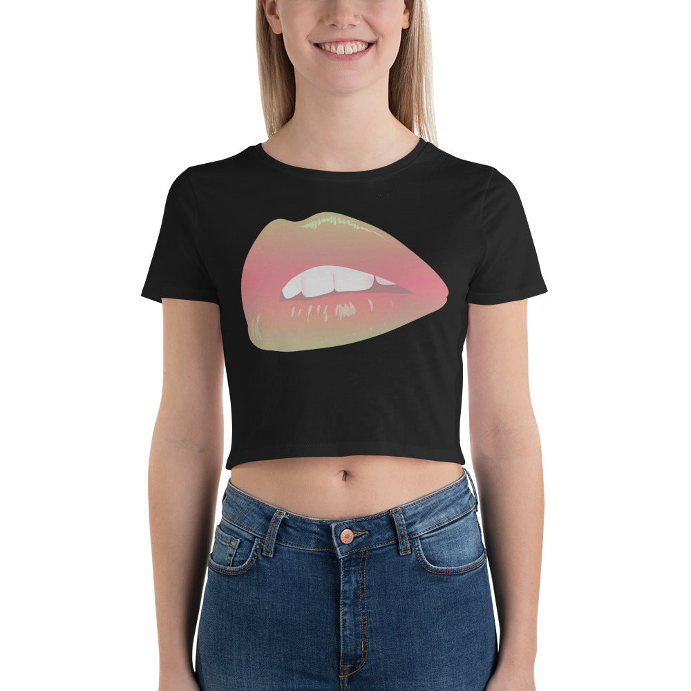 Snooty Fox Art Women’s Crop Tee - Rainbow Lips