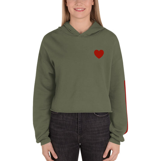 Snooty Fox Art Crop Hoodie - Red Heart