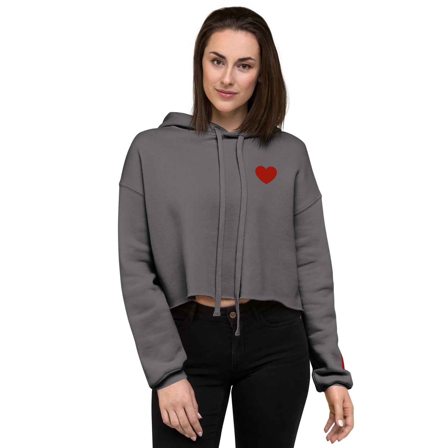 Snooty Fox Art Crop Hoodie - Red Heart