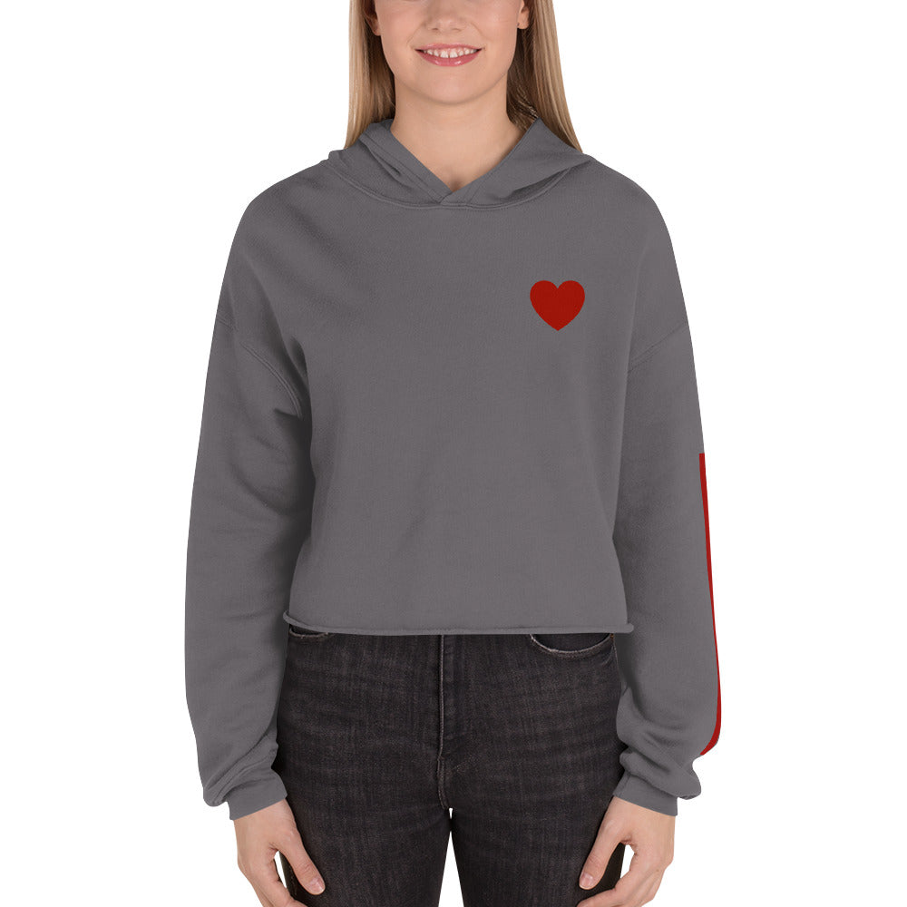 Snooty Fox Art Crop Hoodie - Red Heart