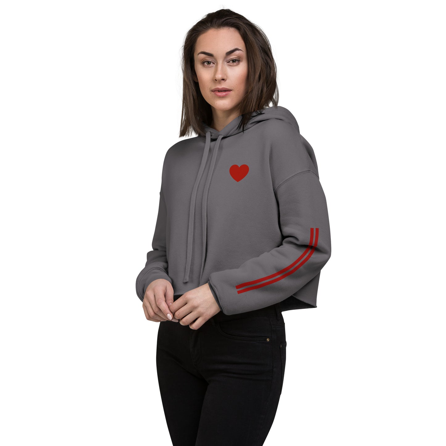 Snooty Fox Art Crop Hoodie - Red Heart