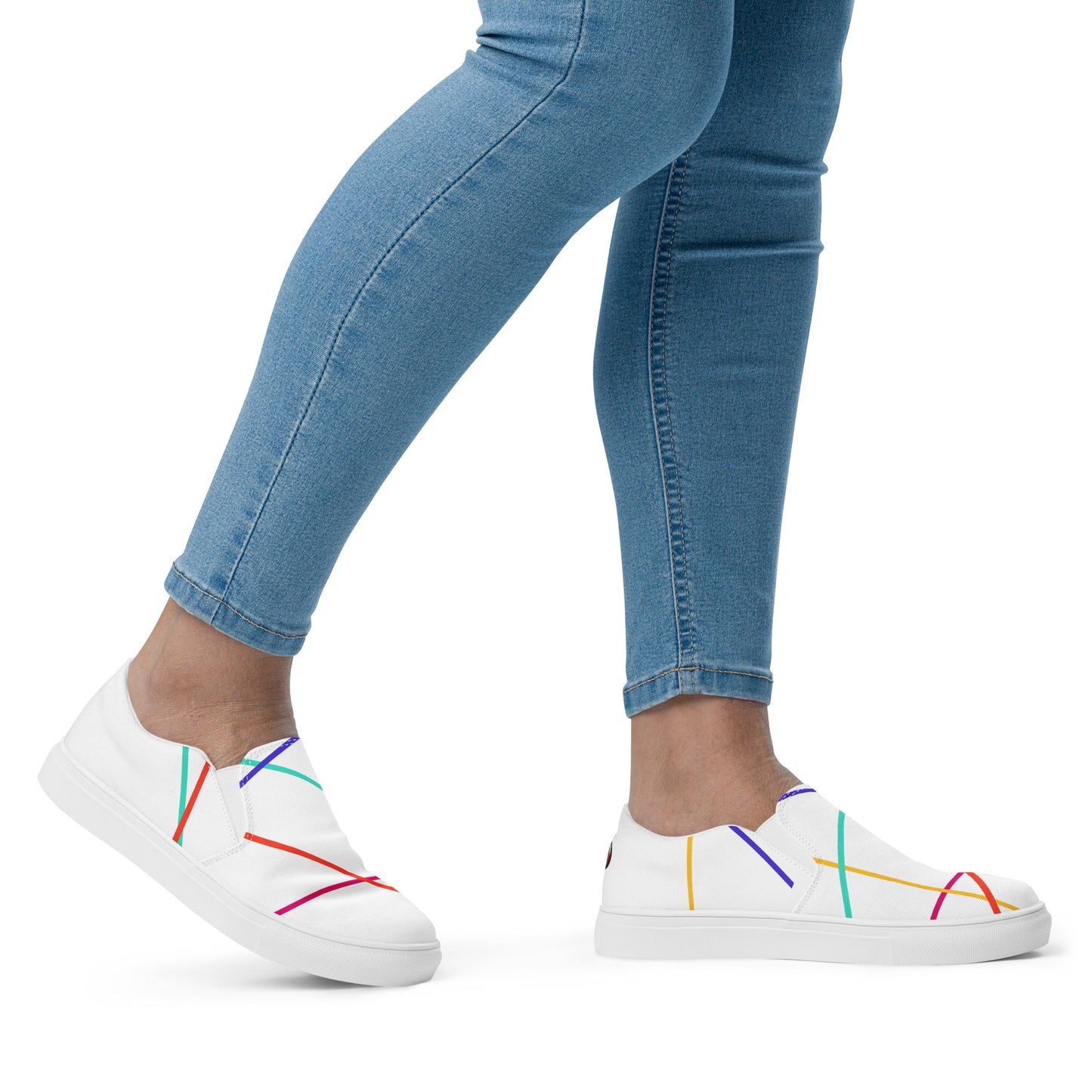Snooty Fox Art Women’s Slip-on Canvas Shoes - Colored Lines