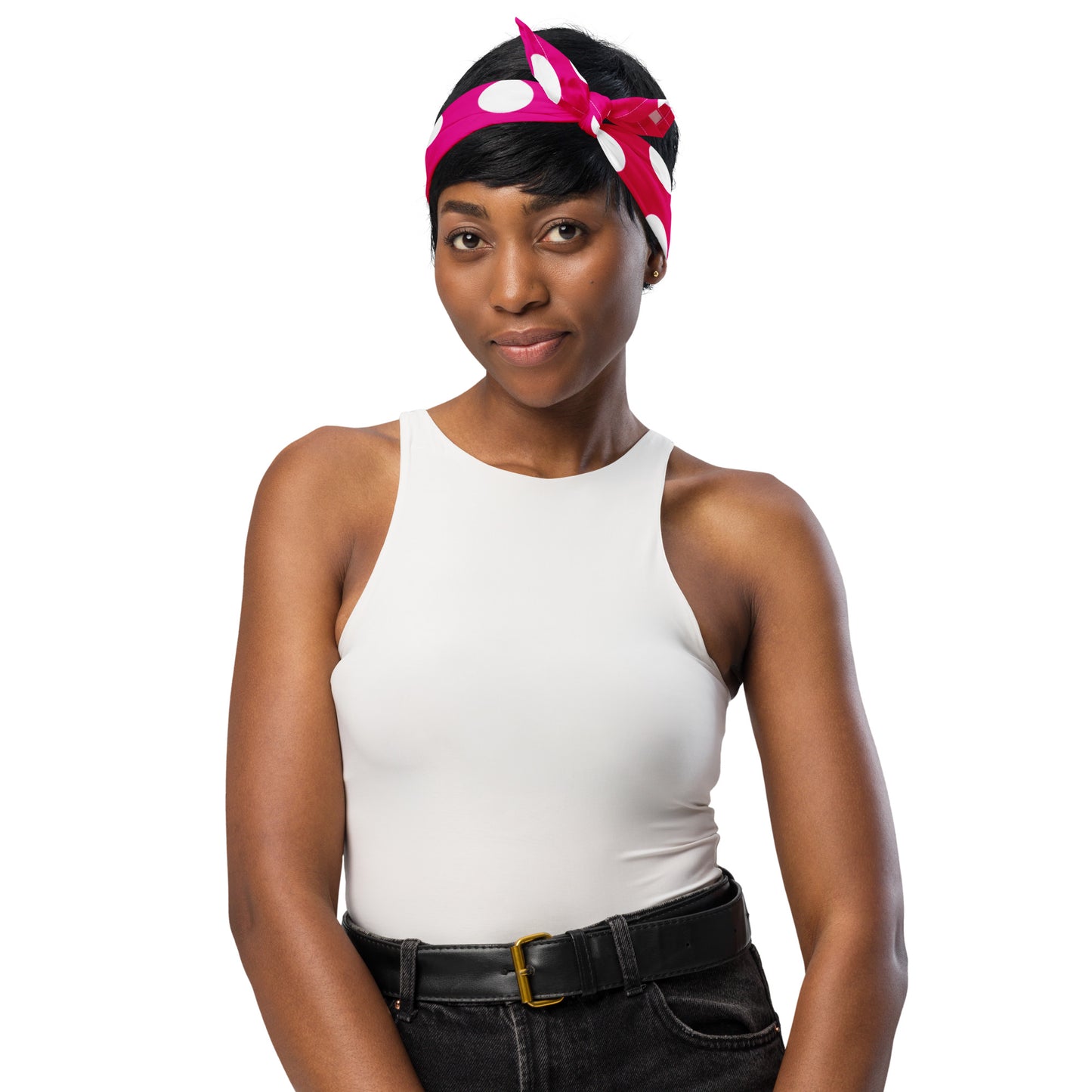 Snooty Fox Art Bandana - Mexico Pink & White Polka Dots