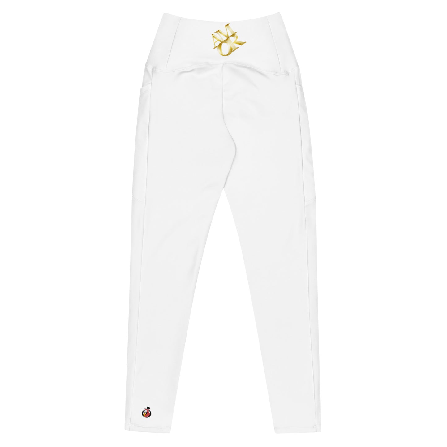 Snooty Fox Art Crossover Leggings with Pockets - AMOR White