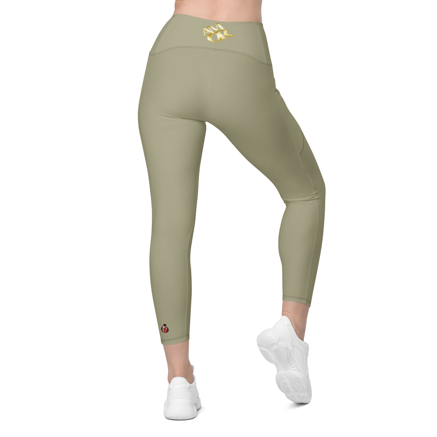 Snooty Fox Art Crossover Leggings with Pockets - AMOR Leak Green