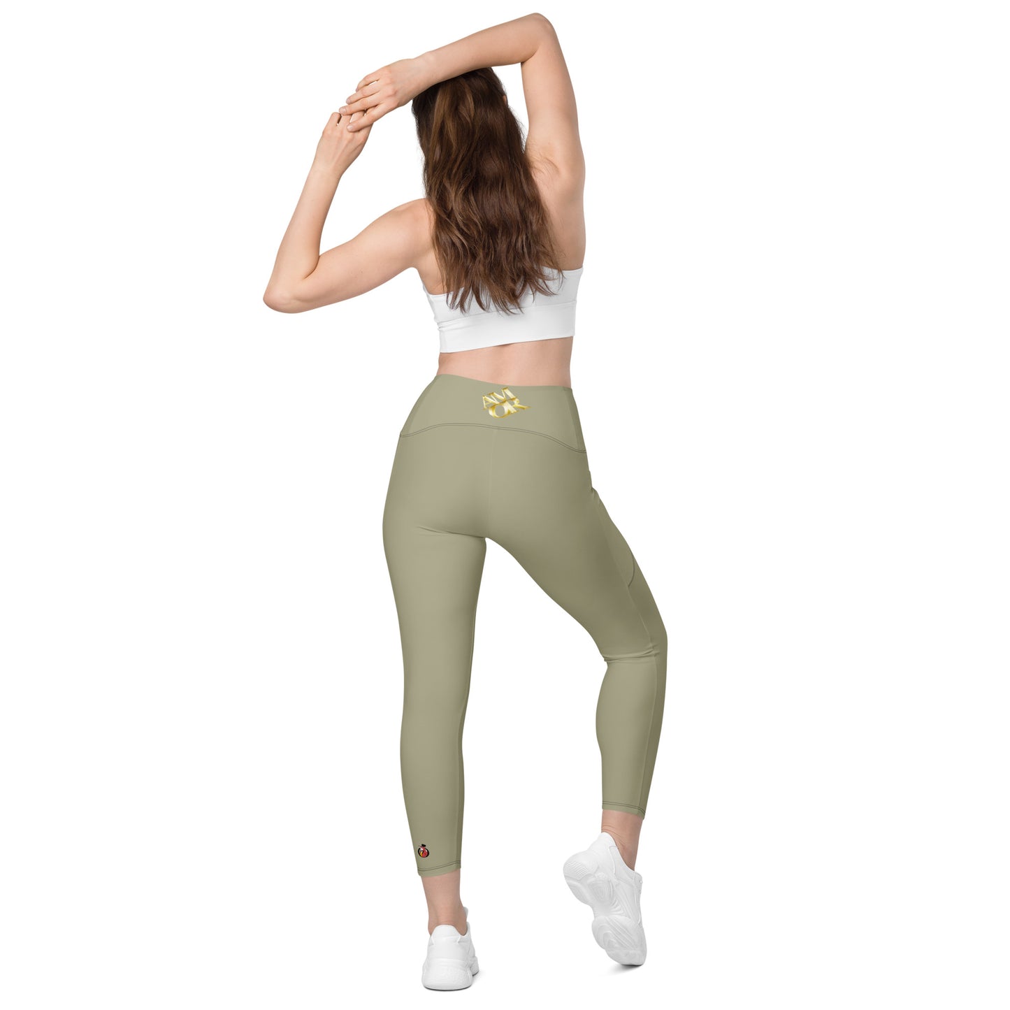 Snooty Fox Art Crossover Leggings with Pockets - AMOR Leak Green