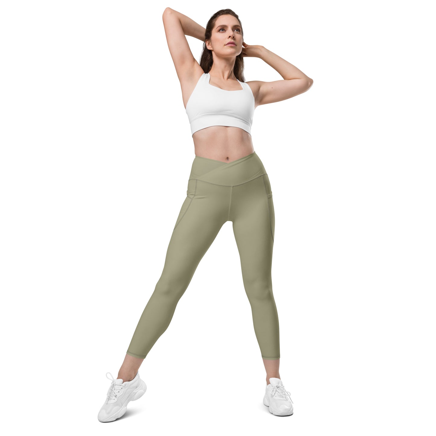 Snooty Fox Art Crossover Leggings with Pockets - AMOR Leak Green